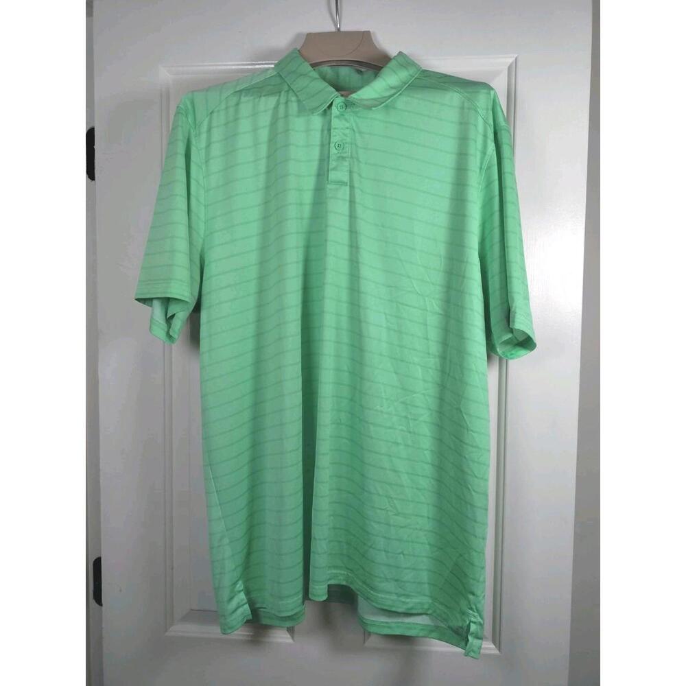 Oakley Men's XXL Green Striped Golf‎ Polo Hydrolix Short Sleeve Shirt